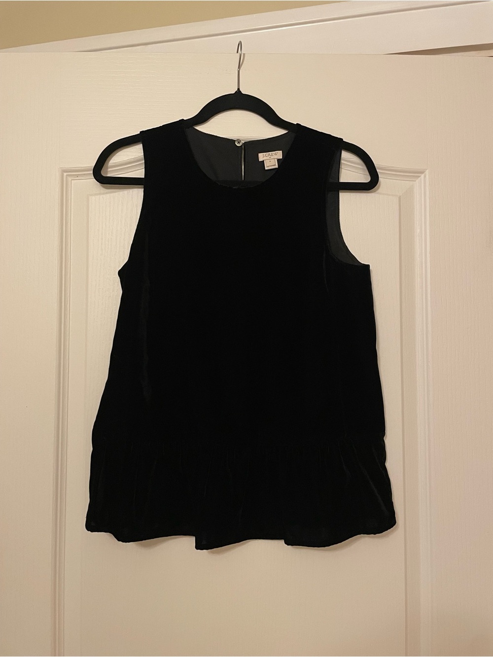 J. Crew Black Velvet Sleeveless Peplum Camisole